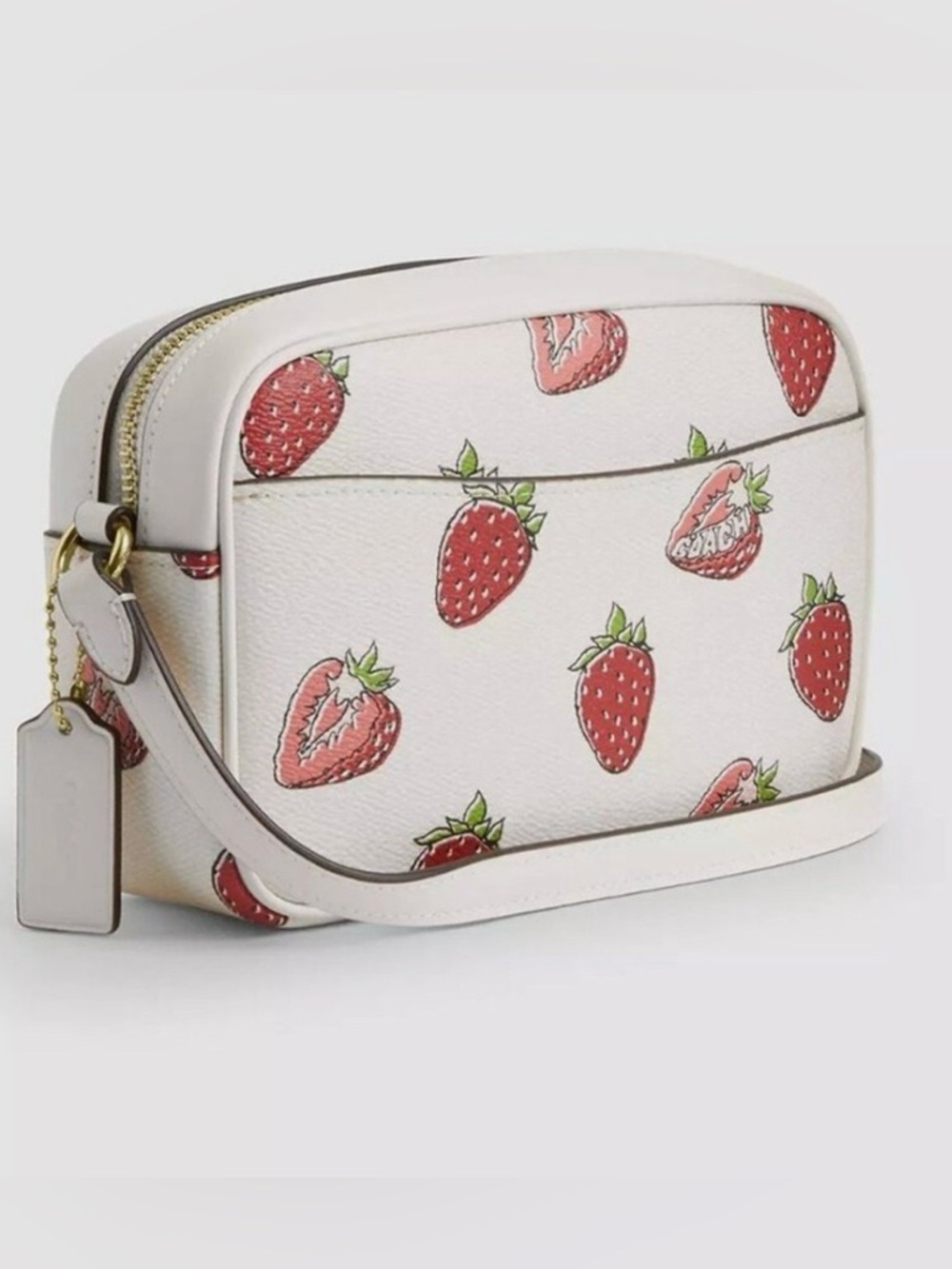 N W T Coach NWT White Strawberry Print Crossbody Bag with Red Accents - Picture 3 of 5
